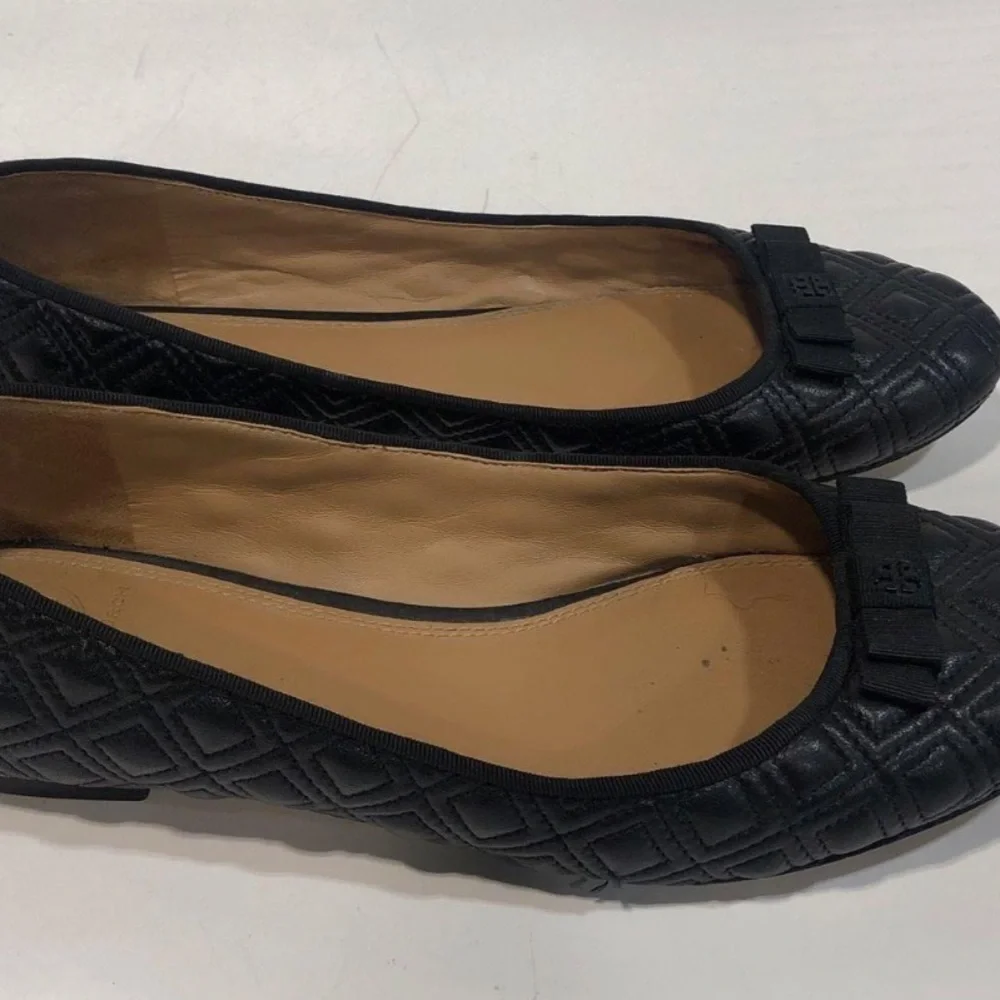 Women’s Tory Burch Black Quilted Leather Ballet Flats Size 9M